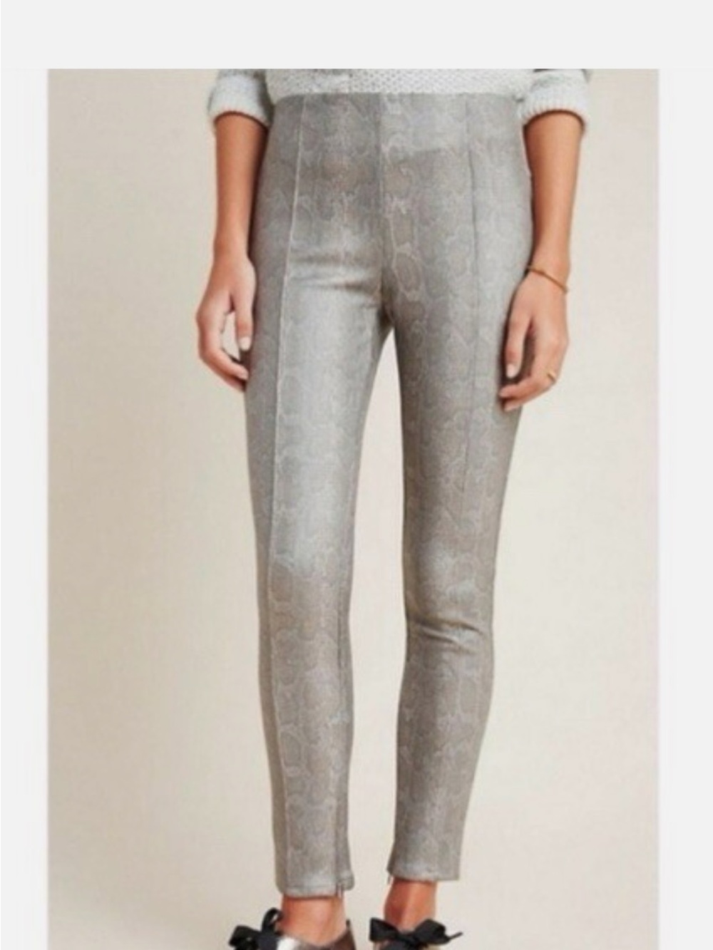 by Anthropologie Women’s Snake Print Moto Ponte Legging - Carbon, Size 8/29